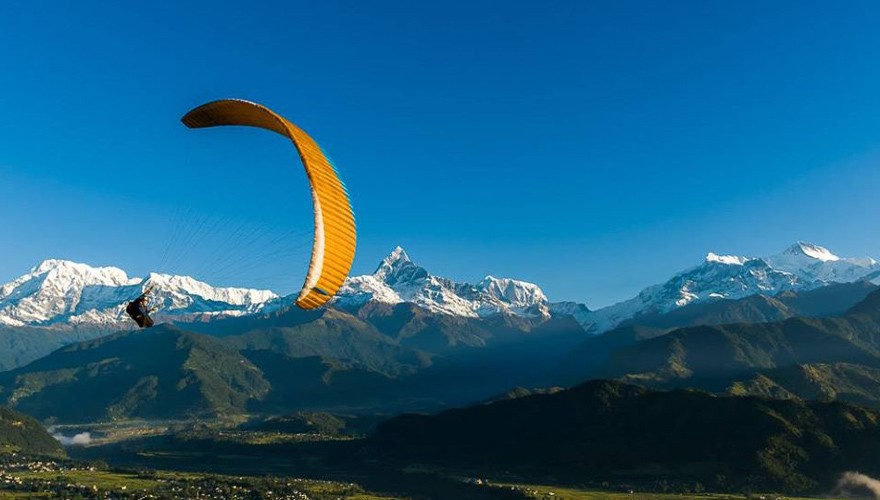 Flying over Phewa Lake