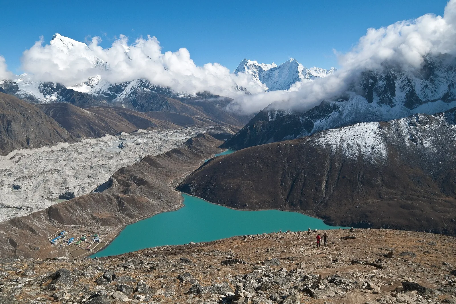 The turquoise Gokyo Lakes and Gokyo Ri in the Everest region, Nepal