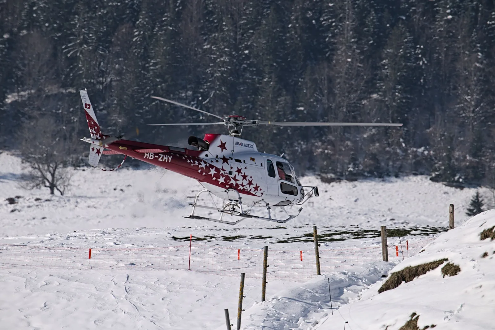 A helicopter in the high Nepal Himalaya, where mountain rescues take place