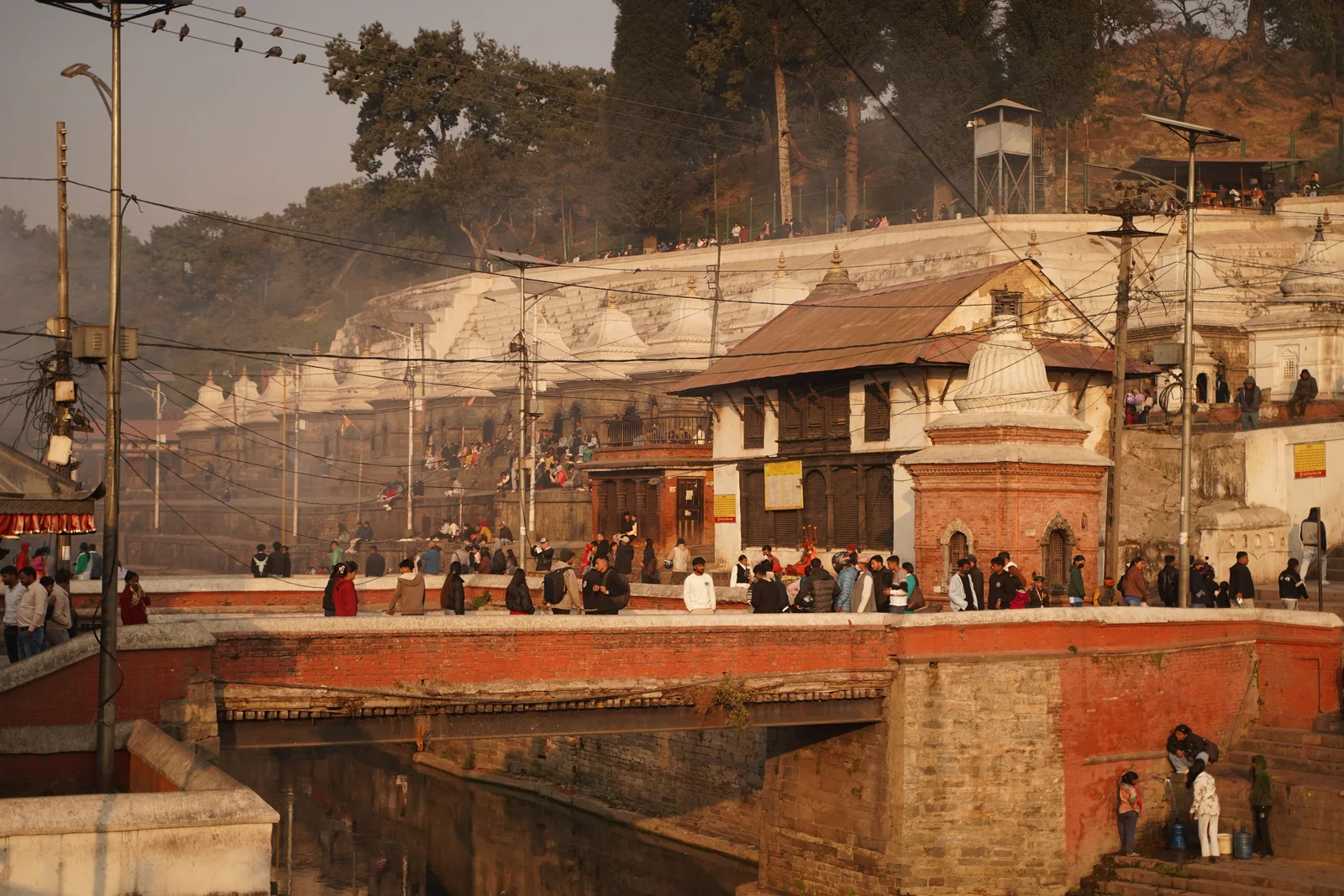 Pilgrims at a Hindu temple in Kathmandu