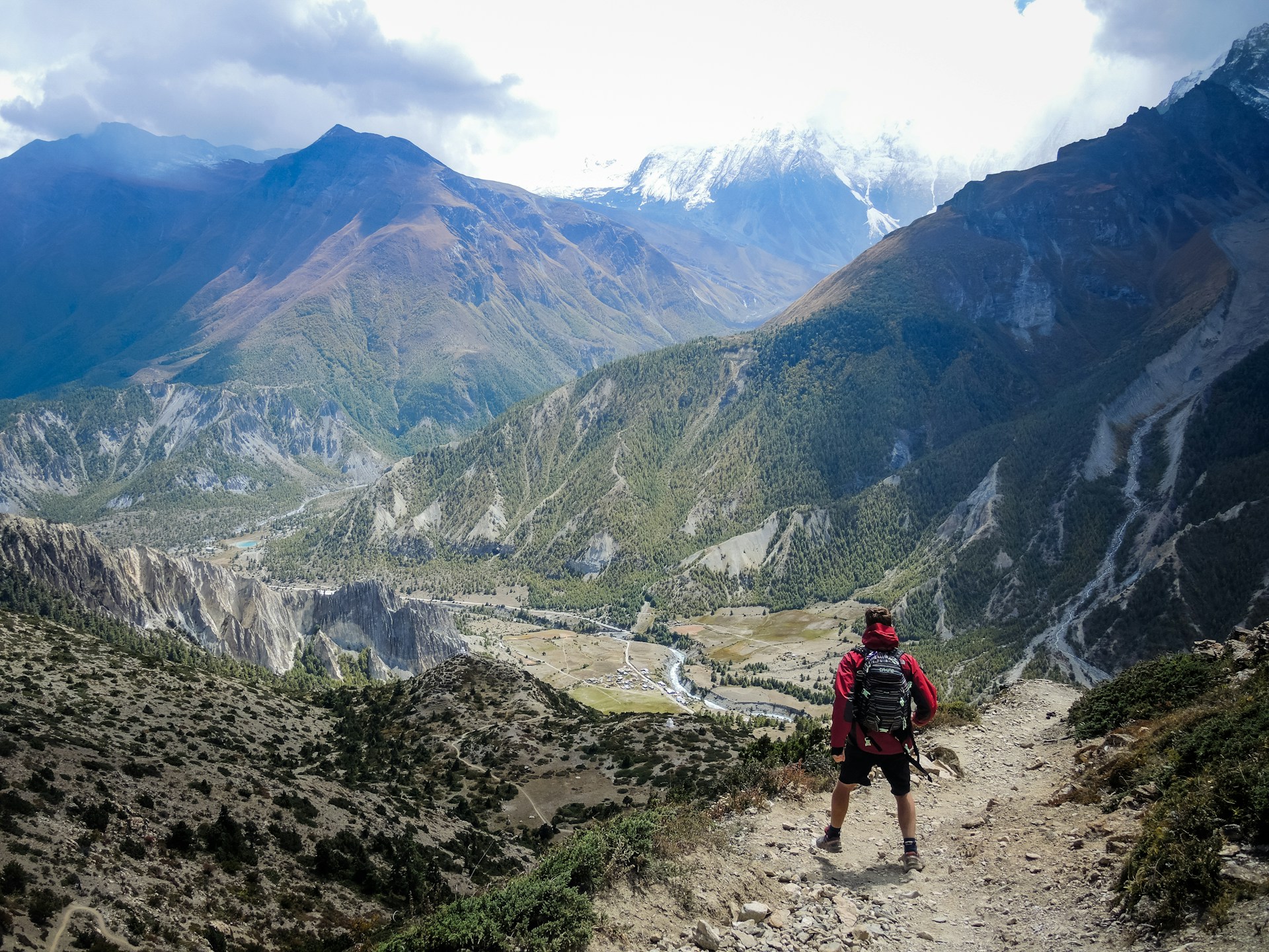 The Annapurna Circuit trail toward Thorong La, Nepal