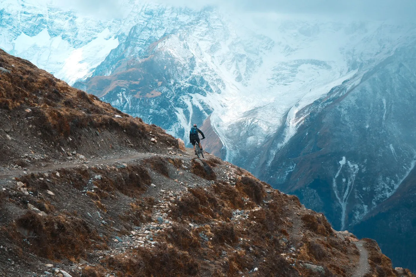 The turquoise glacial waters of Tilicho Lake, a popular side trip on the Annapurna Circuit